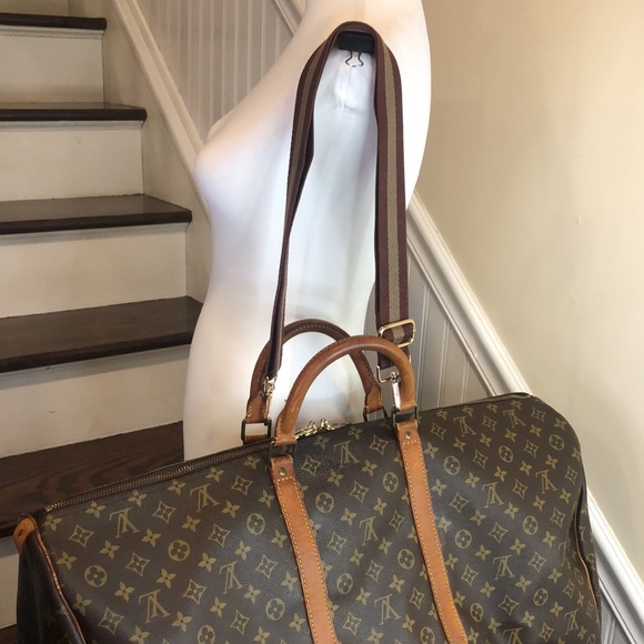 Authentic LOUIS VUITTON KeepAll LV 60 Weekend Shoulder Bag Crossbody Tote Duffle - Picture 8 of 16